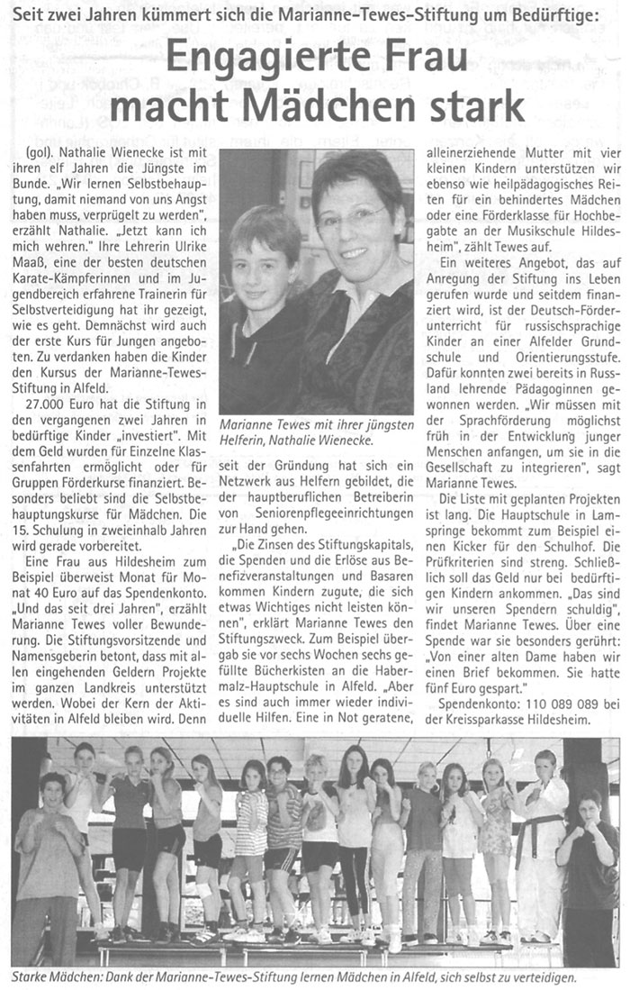 Zwei Jahre Marianne Tewes Stiftung